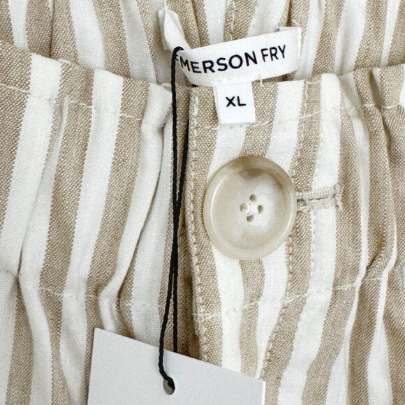 Emerson Fry Johnny Sailor Linen Pant XL NEW Stretch Waist Pull On Sand Stripe - Picture 6 of 10